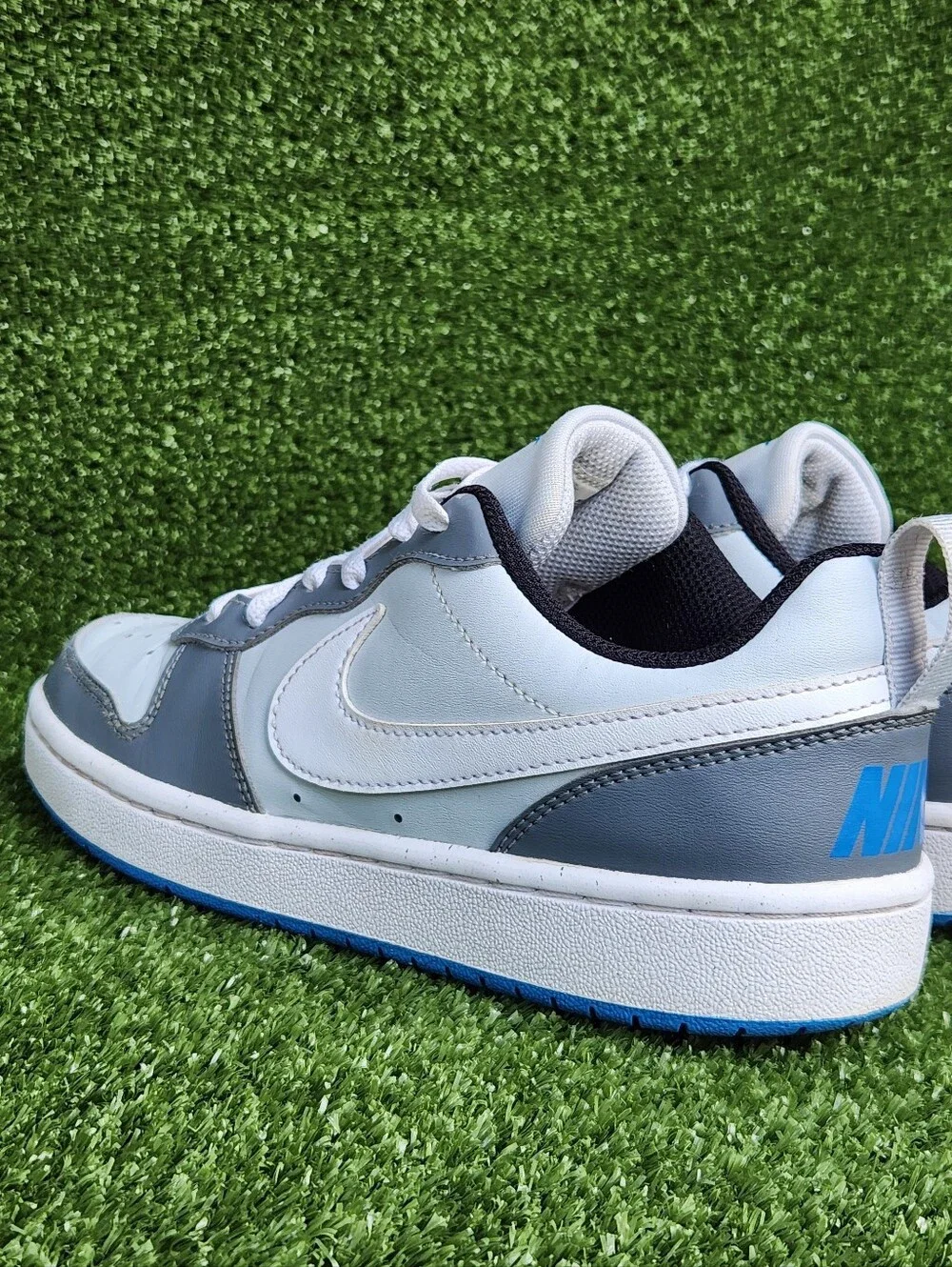 Nike Court Borough Low Big Boys Kids Leather White Gray Sneakers Size 5 Youth